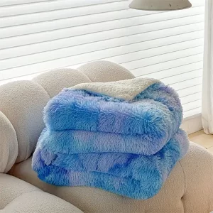 1pc Mink Fleece Lamb Velvet Plush Thickened Comforter, Colorful Faux Fur Long Fur Quilt Throw Blanket, Soft Fluffy Warm, Living Room Sofa Bedroom Decoration Supplies