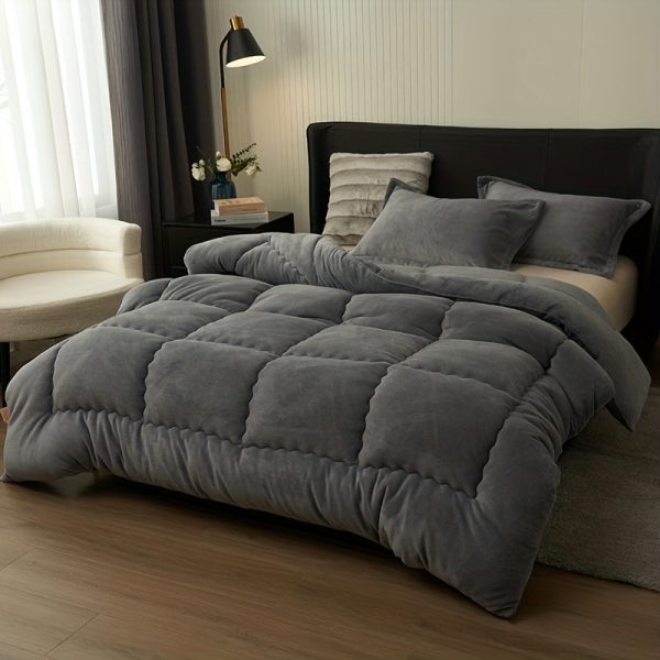 1pc Autumn And Winter Thickened Comforter, Warm Milk Fleece Quilted Duvet Core