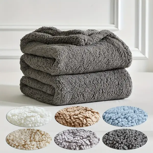 Ultra-Soft Sherpa Fleece Throw Blanket - Plush, Warm & Cozy for Couch, Bed, and Living Room - Reversible, Machine Washable, Solid Color