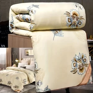 1pc Classic Flower Print Thick Quilt, Warm Autumn And Winter Bedding Quilt, Soft Comfortable Quilt, For Bedroom, Guest Room And Dorm