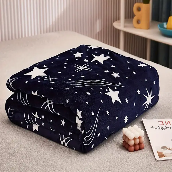 Starry Night Flannel Throw Blanket - Versatile & Soft for Bedroom, Sofa, Car, Camping, Office Naps | All-Season Comfort