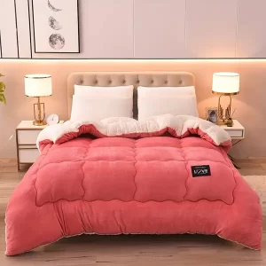 1pc Solid Color Comforter Insert - All Season Quilted Ultra Soft Breathable Thickened Quilt, BMachine Washable Bedroom Warm Autumn And Winter Comforter