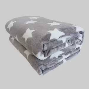 Cozy Star-Patterned Coral Fleece Throw Blanket - Soft, Warm, And Machine Washable For Couch, Bed, Office Naps - All-Season Comfort