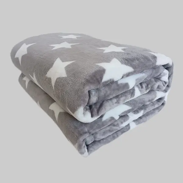 Cozy Star-Patterned Coral Fleece Throw Blanket - Soft, Warm, And Machine Washable For Couch, Bed, Office Naps - All-Season Comfort